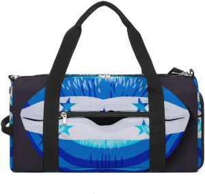 Waterproof Honduras Flag Lips Duffel Bag with Shoe Compartment Lightweight Travel Gym Bag