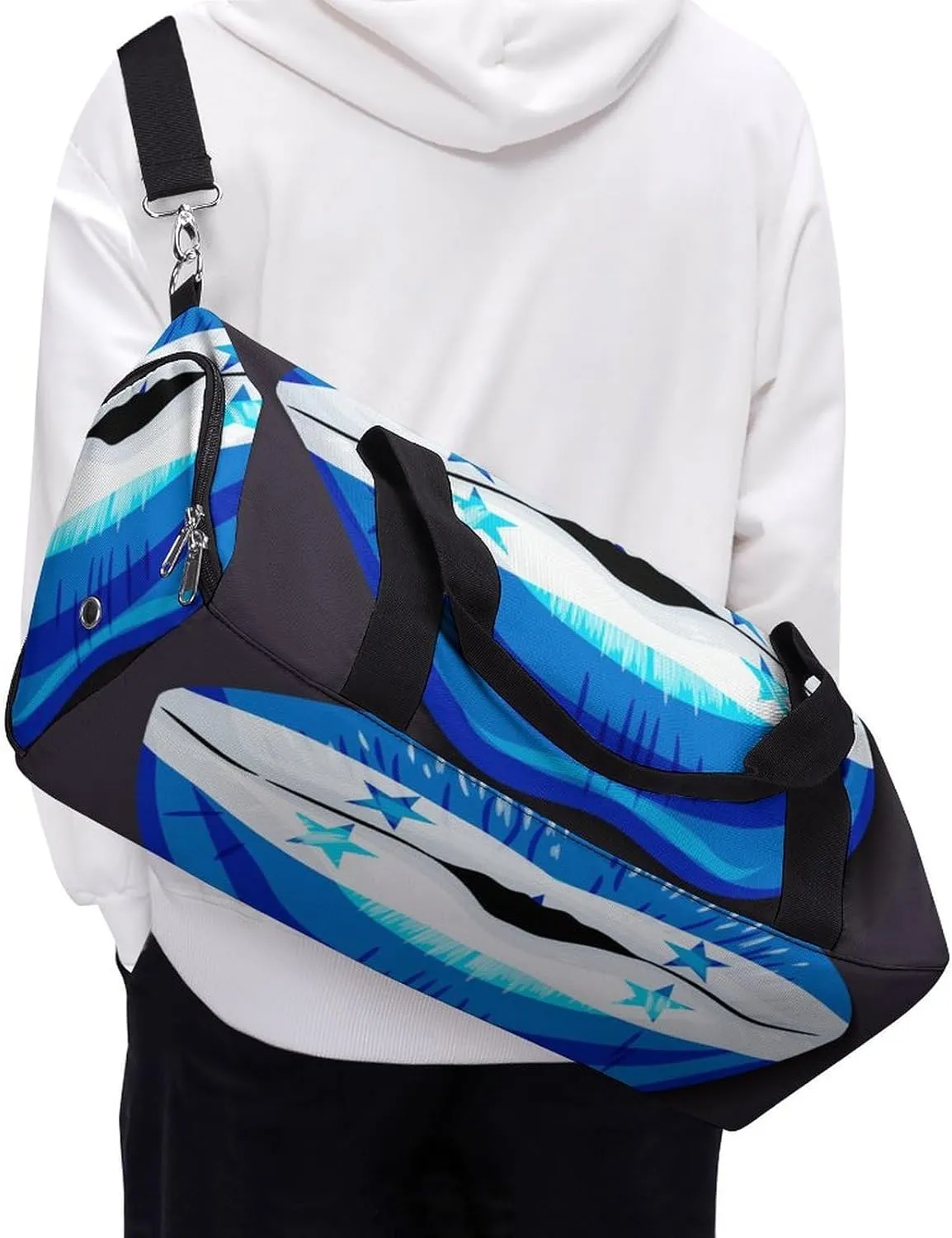 Waterproof Honduras Flag Lips Duffel Bag with Shoe Compartment Lightweight Travel Gym Bag