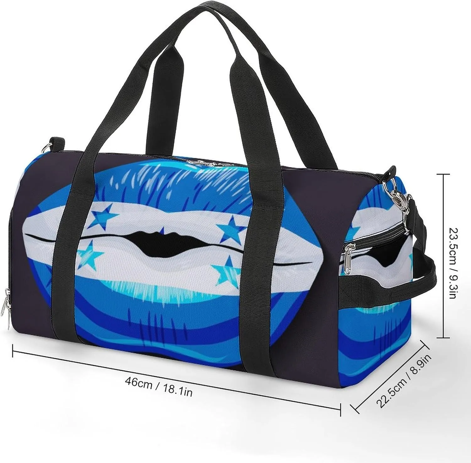 Waterproof Honduras Flag Lips Duffel Bag with Shoe Compartment Lightweight Travel Gym Bag