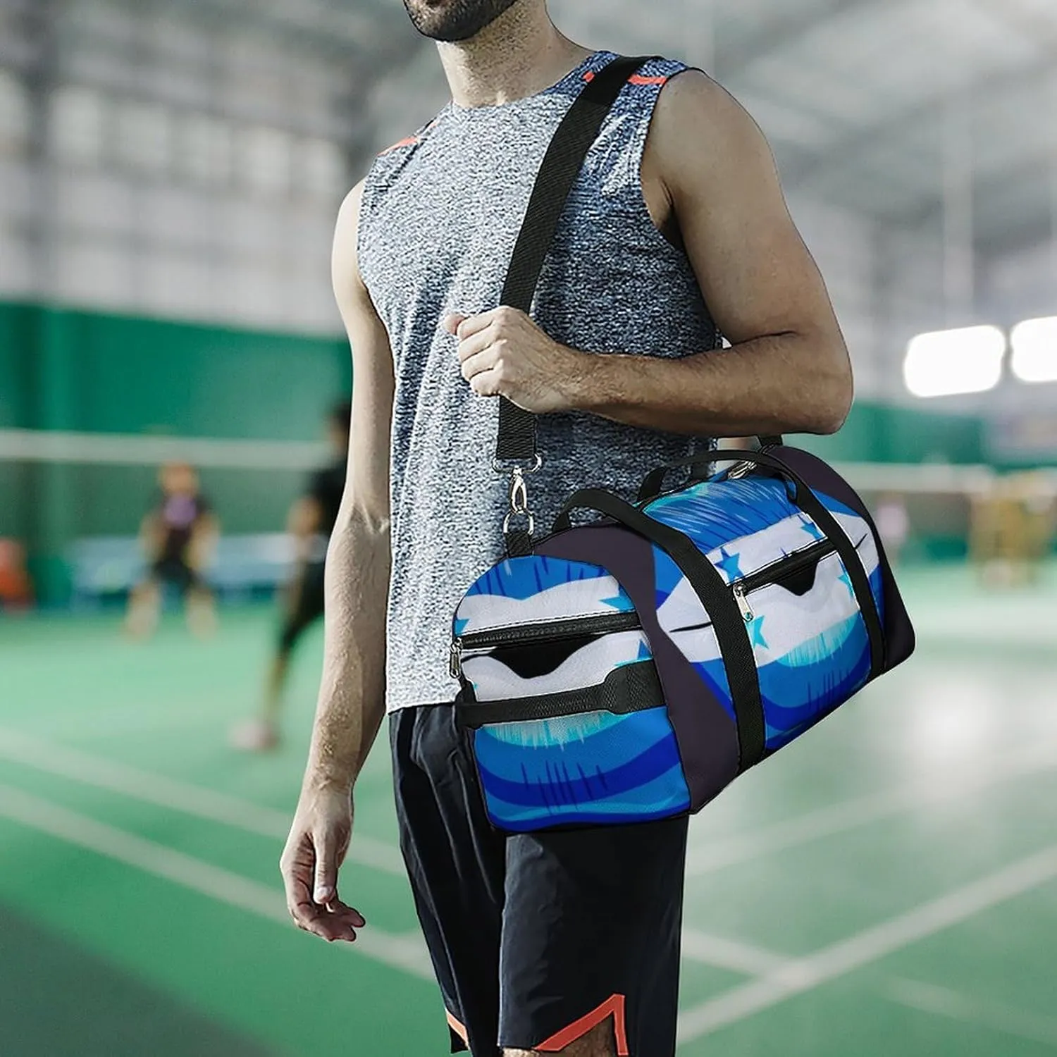 Waterproof Honduras Flag Lips Duffel Bag with Shoe Compartment Lightweight Travel Gym Bag