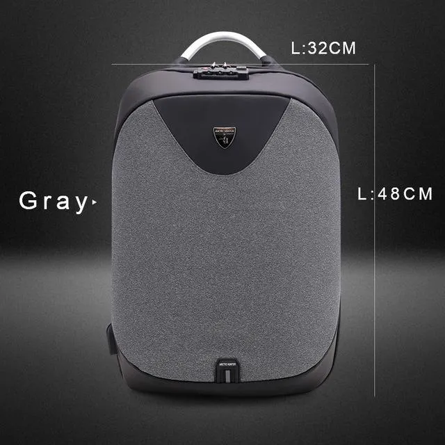 Waterproof Laptop Backpack with USB Charging - Gray / Black
