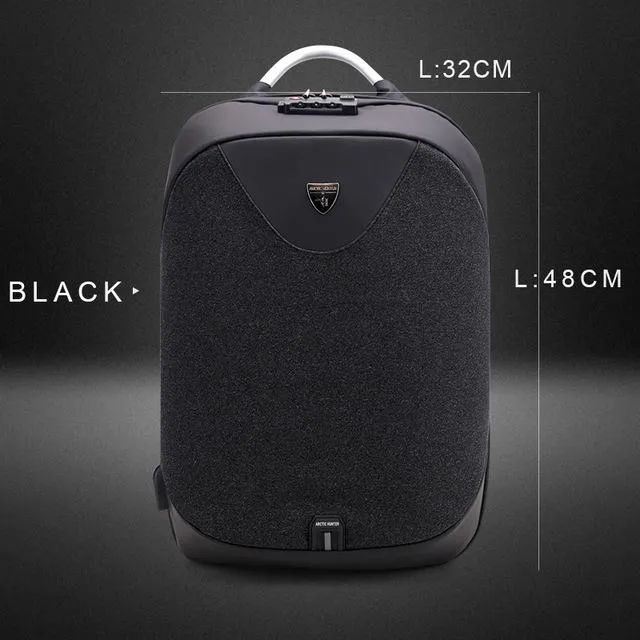 Waterproof Laptop Backpack with USB Charging - Gray / Black
