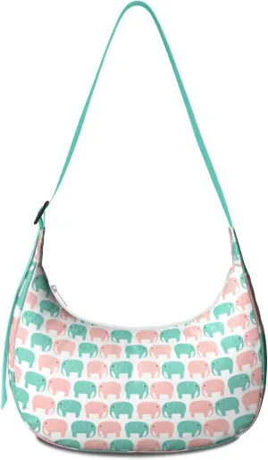 Waterproof Nylon Crescent Sling Crossbody Bag Casual Boho Elephant Shoulder Bag with Adjustable Strap for Work Travel