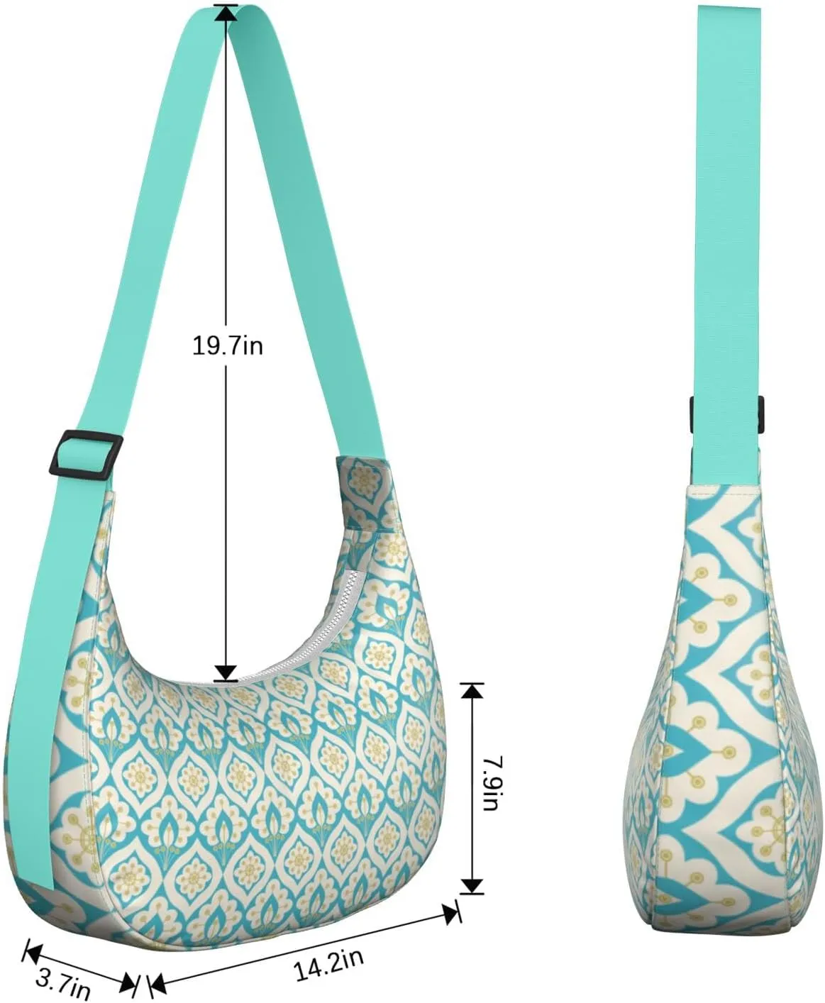 Waterproof Nylon Geometric Crescent Shoulder Bag Crossbody Bag for Women Travel Sling Bag Adjustable Strap for Daily Travel