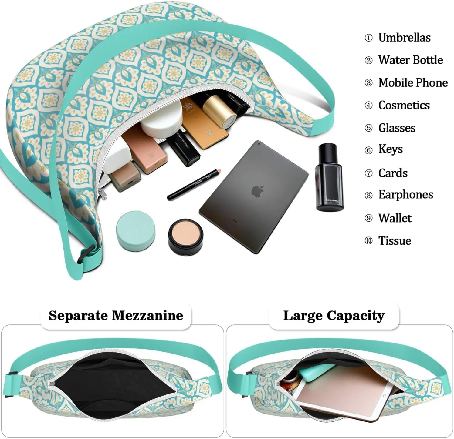 Waterproof Nylon Geometric Crescent Shoulder Bag Crossbody Bag for Women Travel Sling Bag Adjustable Strap for Daily Travel