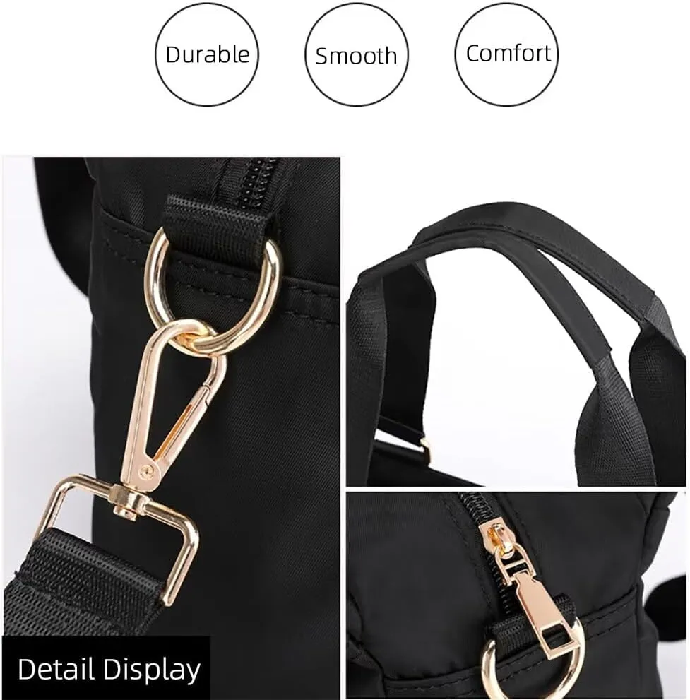 Waterproof Nylon Handbag for Women Multi-pocket Tote Purse Casual Shoulder Bag Roomy Crossbody Bag Top Handle Satchel
