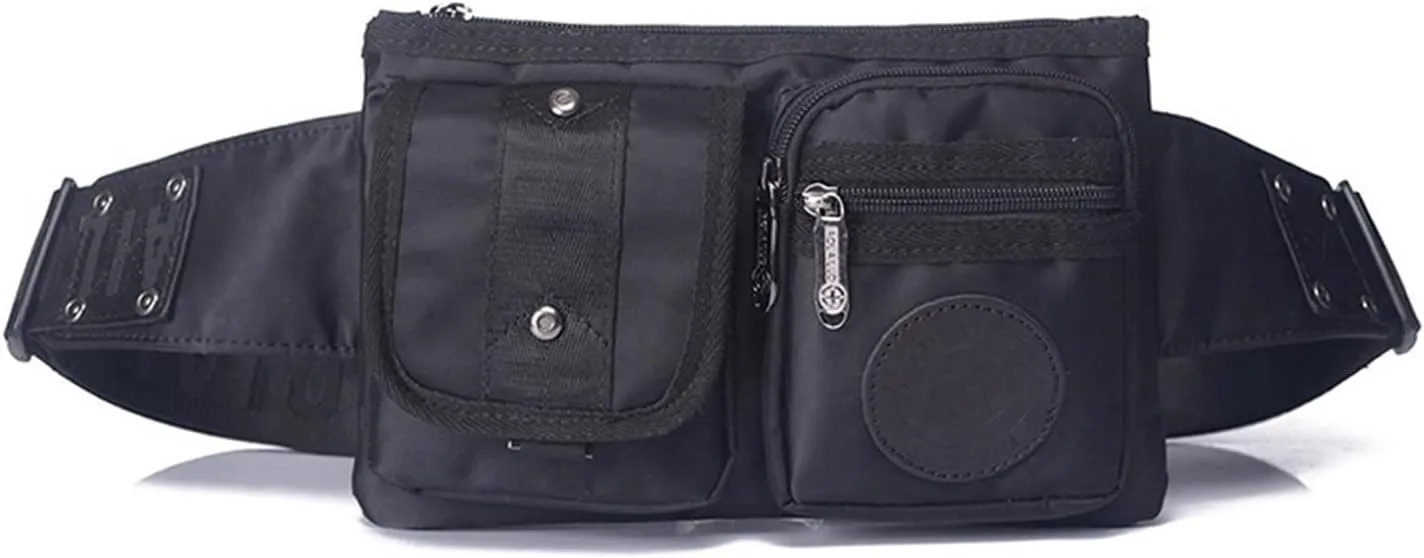 Waterproof Nylon Men Waist Pack Fanny Pack Travel Casual Waist Bag Money Belt Bag Bum Hip Pocket Tool Bag