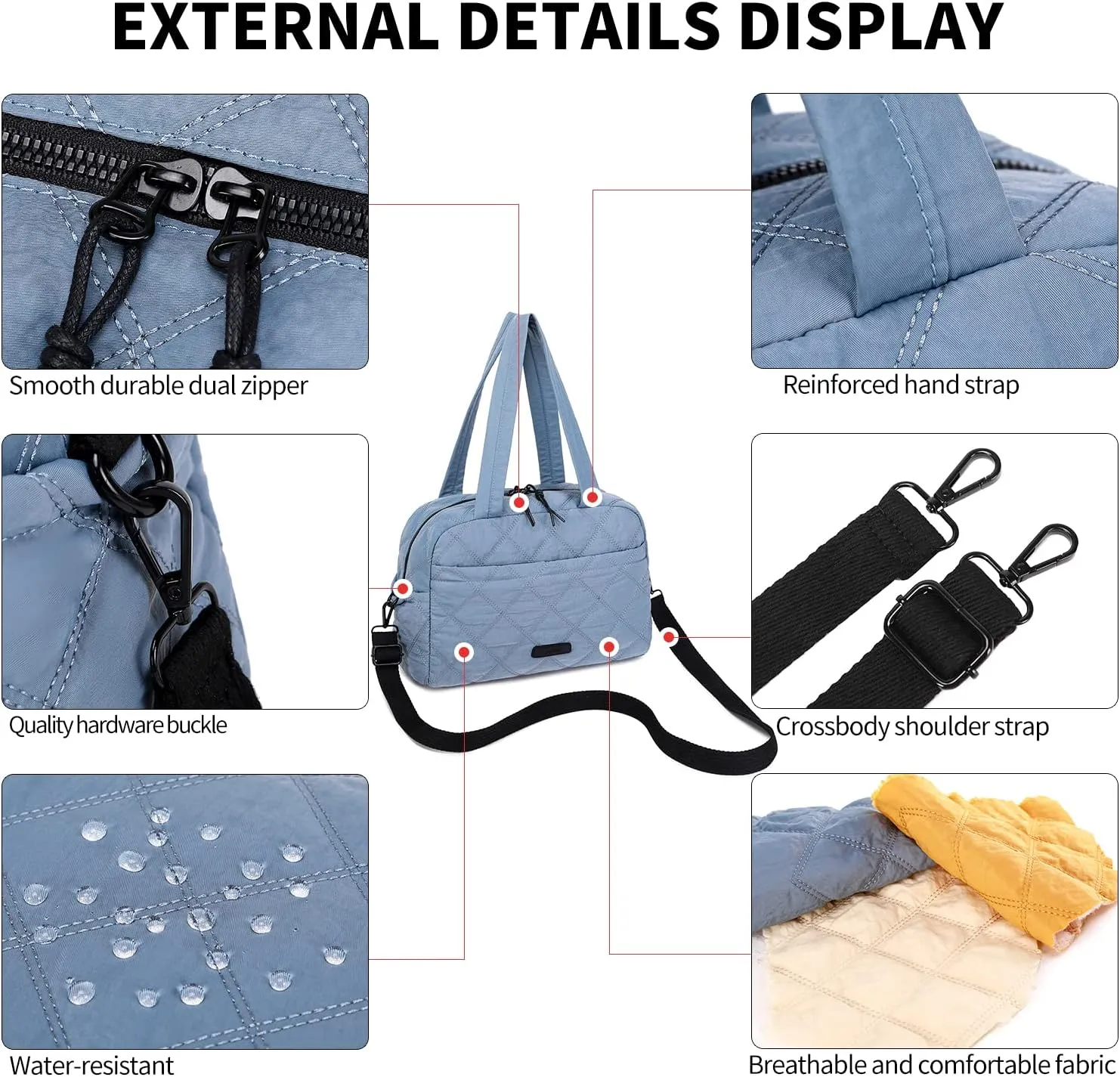 Waterproof Nylon Tote Purse for Women,Lightweight Crossbody Handbag
