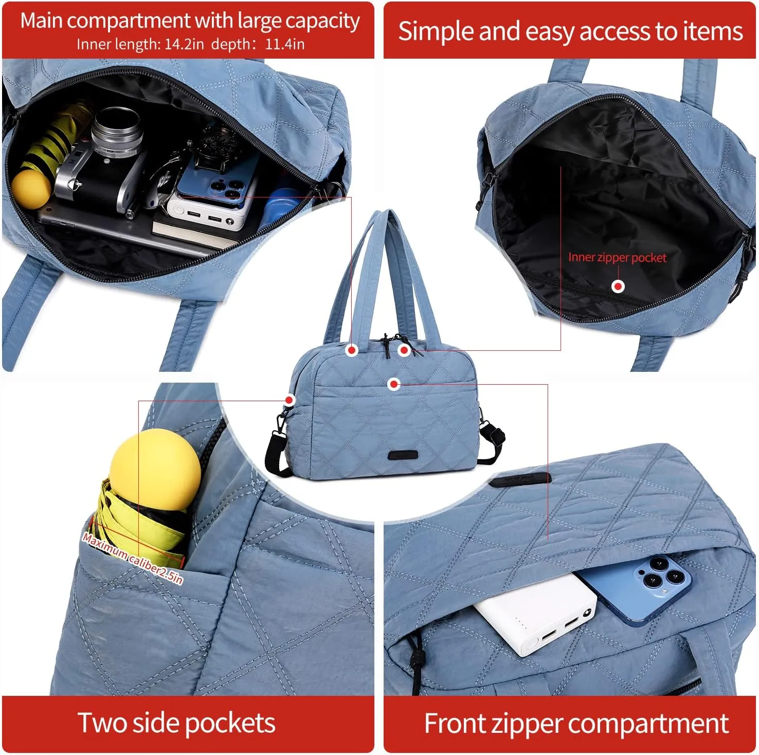 Waterproof Nylon Tote Purse for Women,Lightweight Crossbody Handbag