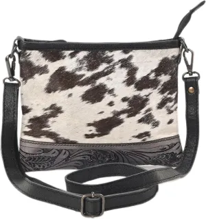 Western Cowhide Tooled Leather Small Crossbody Bag Cowgirl Fashion Purse with Adjustable Detachable Shoulder Strap