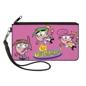 Wholesale Canvas Zipper Wallet - SMALL - THE FAIRLY ODDPARENTS Timmy with Cosmo and Wanda Group Pose Pink