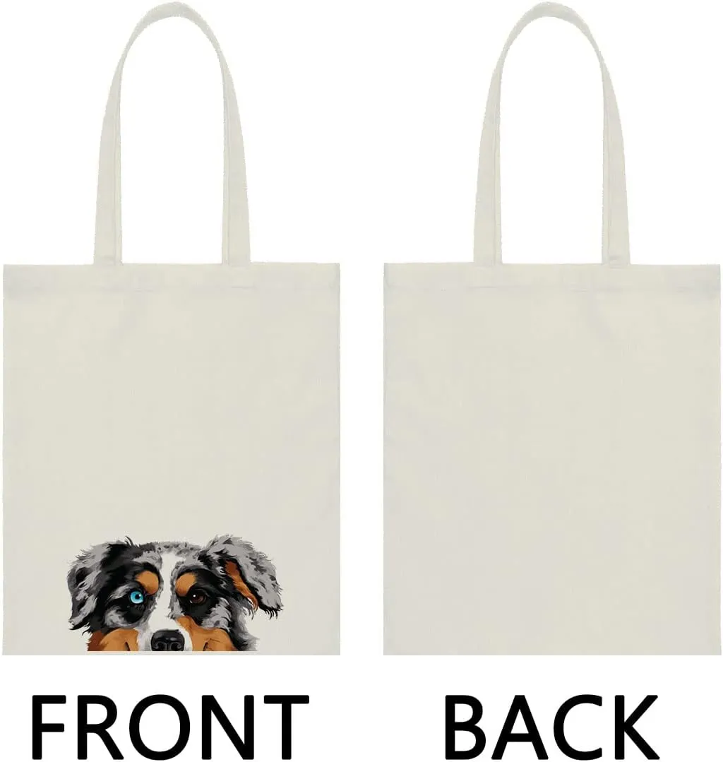 WIRESTER Canvas Tote Bag for Women & Girls - Beach, Grocery & Travel Tote - Cute Dog