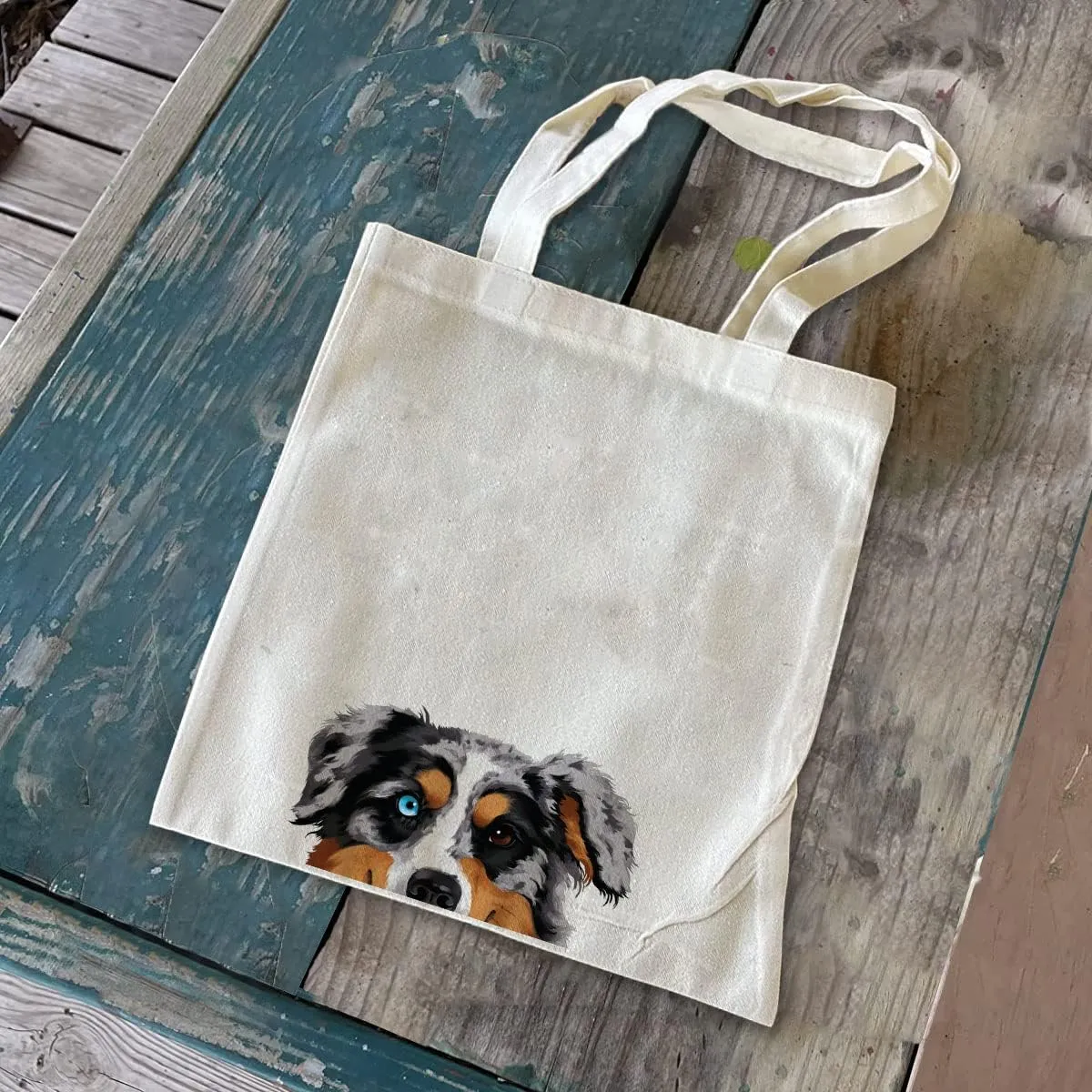 WIRESTER Canvas Tote Bag for Women & Girls - Beach, Grocery & Travel Tote - Cute Dog