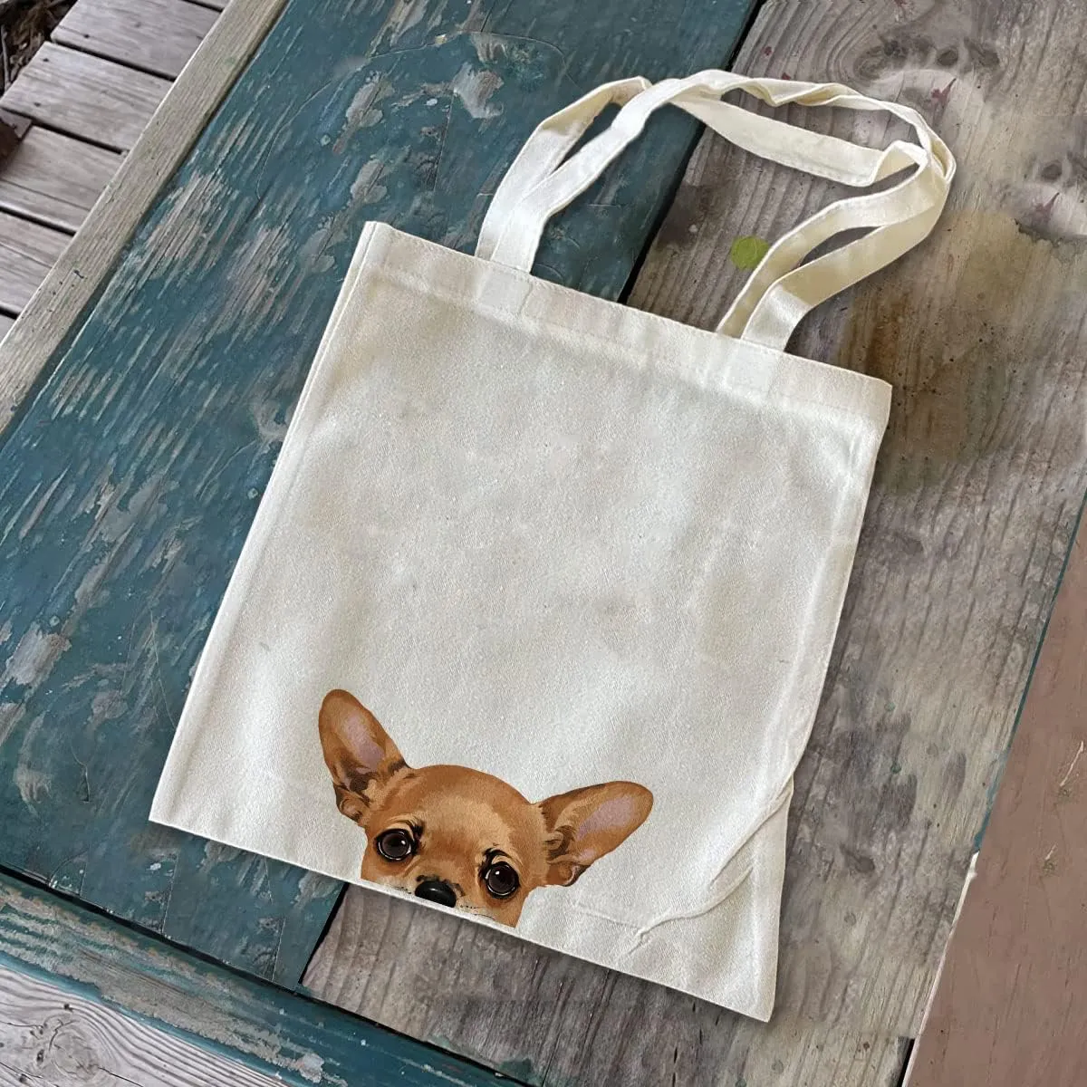 WIRESTER Canvas Tote Bag for Women & Girls - Beach, Grocery & Travel Tote - Cute Dog