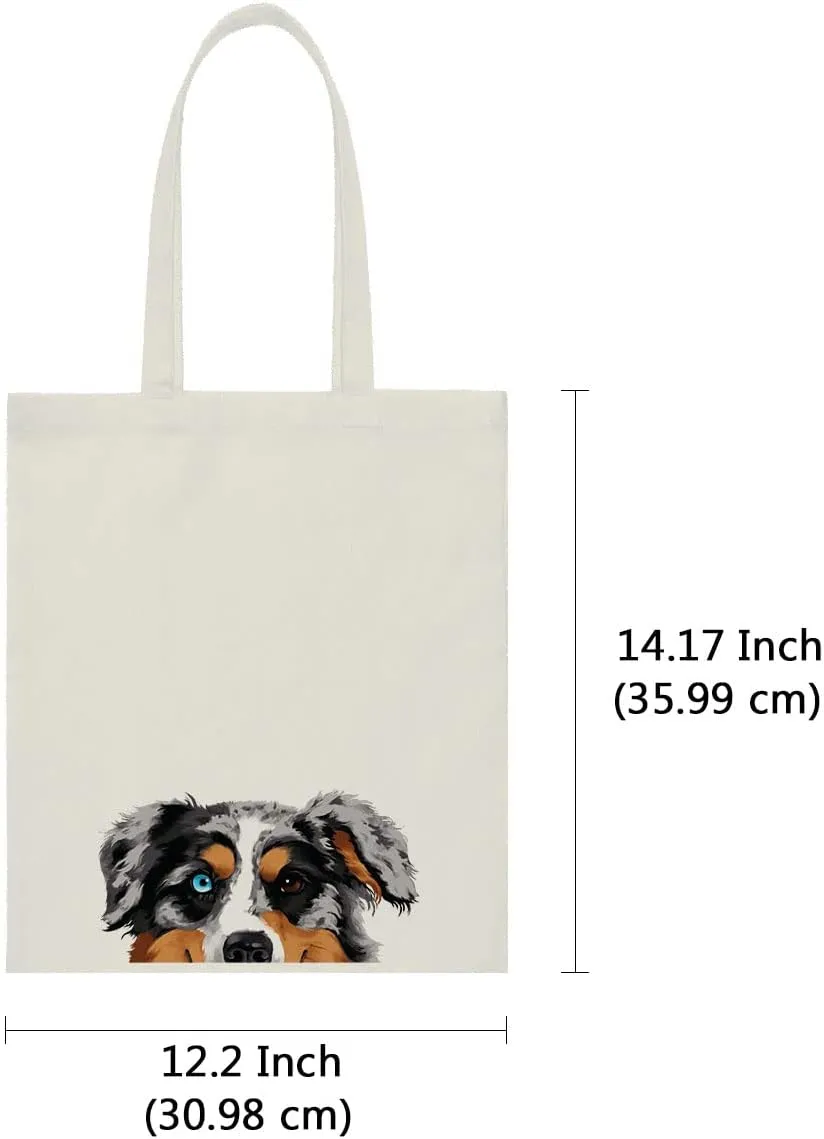 WIRESTER Canvas Tote Bag for Women & Girls - Beach, Grocery & Travel Tote - Cute Dog
