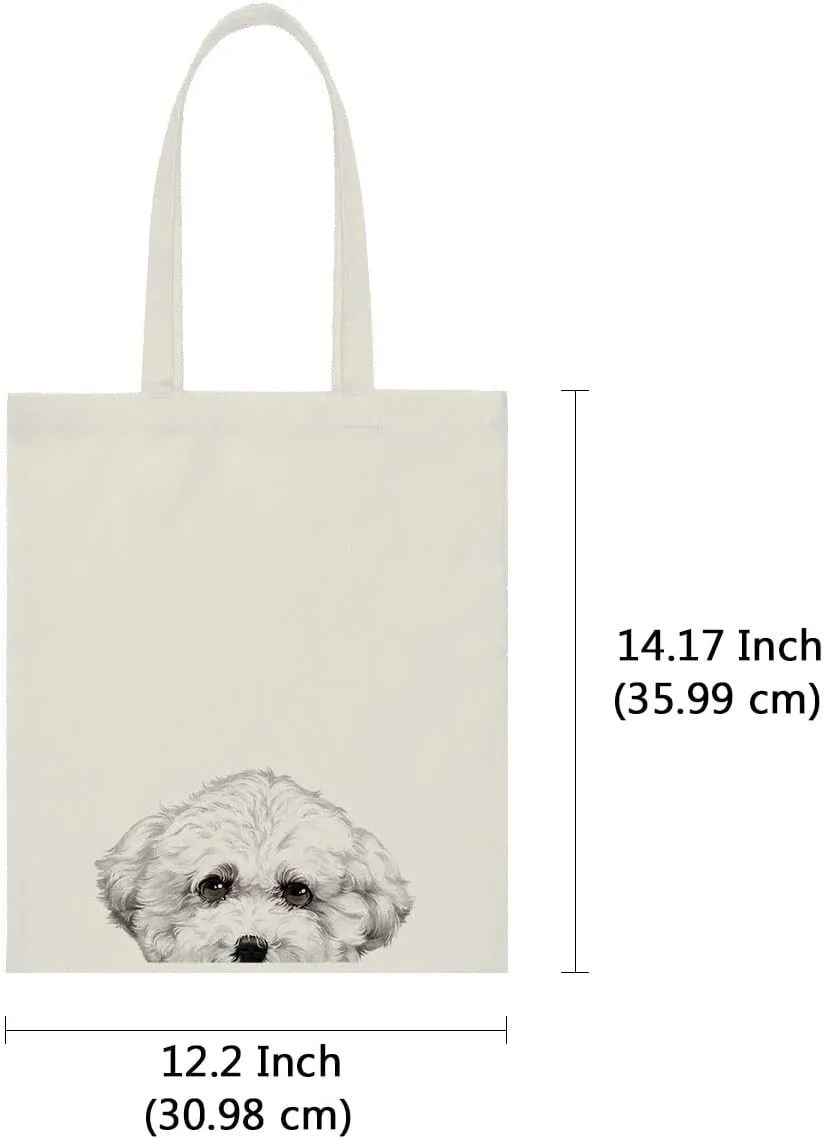 WIRESTER Canvas Tote Bag for Women & Girls - Beach, Grocery & Travel Tote - Cute Dog