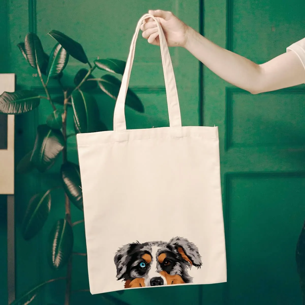 WIRESTER Canvas Tote Bag for Women & Girls - Beach, Grocery & Travel Tote - Cute Dog