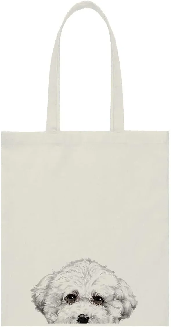 WIRESTER Canvas Tote Bag for Women & Girls - Beach, Grocery & Travel Tote - Cute Dog