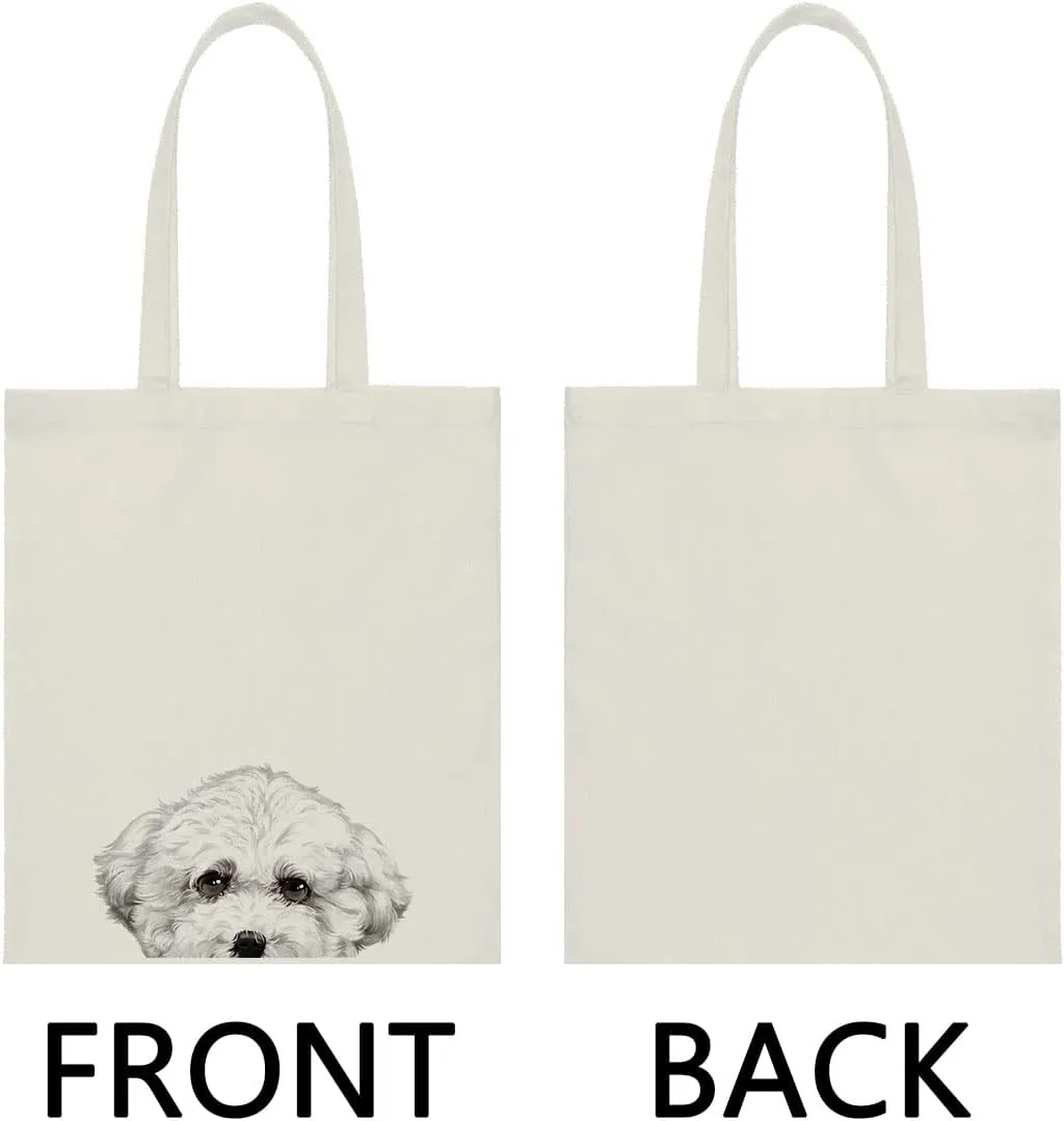 WIRESTER Canvas Tote Bag for Women & Girls - Beach, Grocery & Travel Tote - Cute Dog