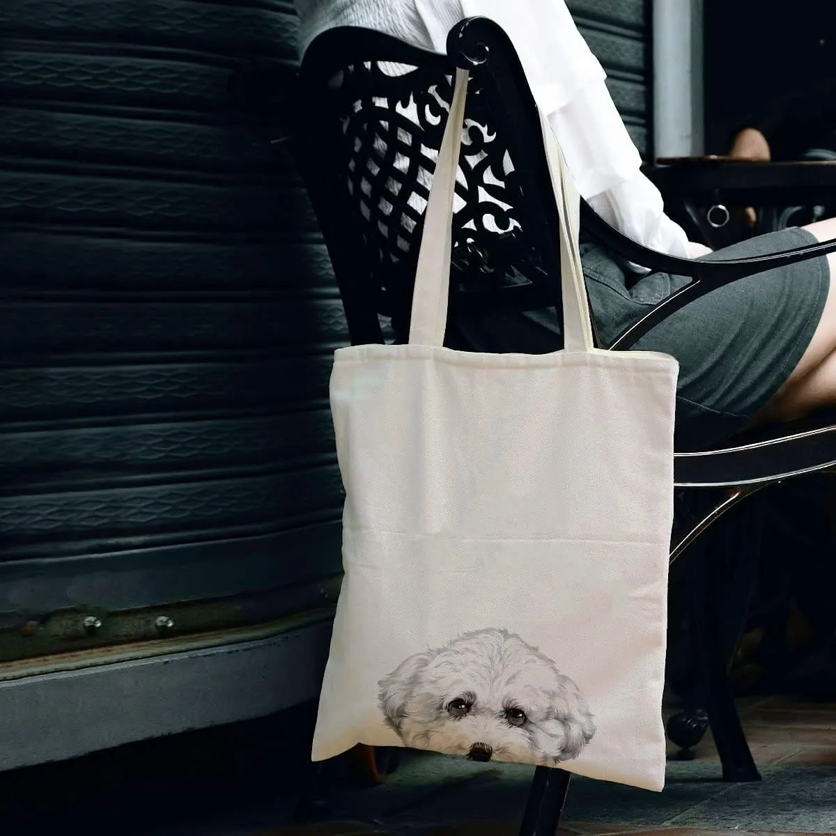 WIRESTER Canvas Tote Bag for Women & Girls - Beach, Grocery & Travel Tote - Cute Dog