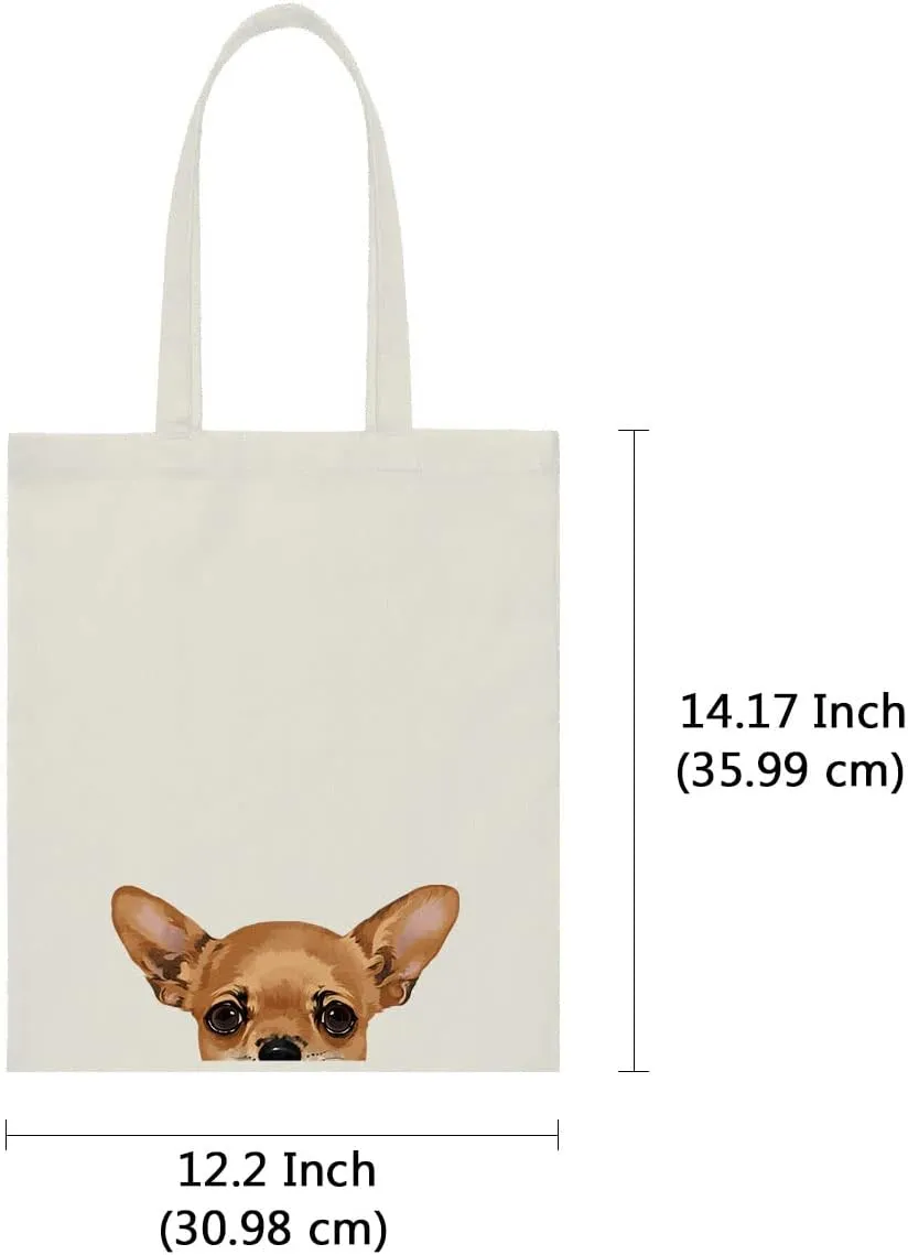 WIRESTER Canvas Tote Bag for Women & Girls - Beach, Grocery & Travel Tote - Cute Dog
