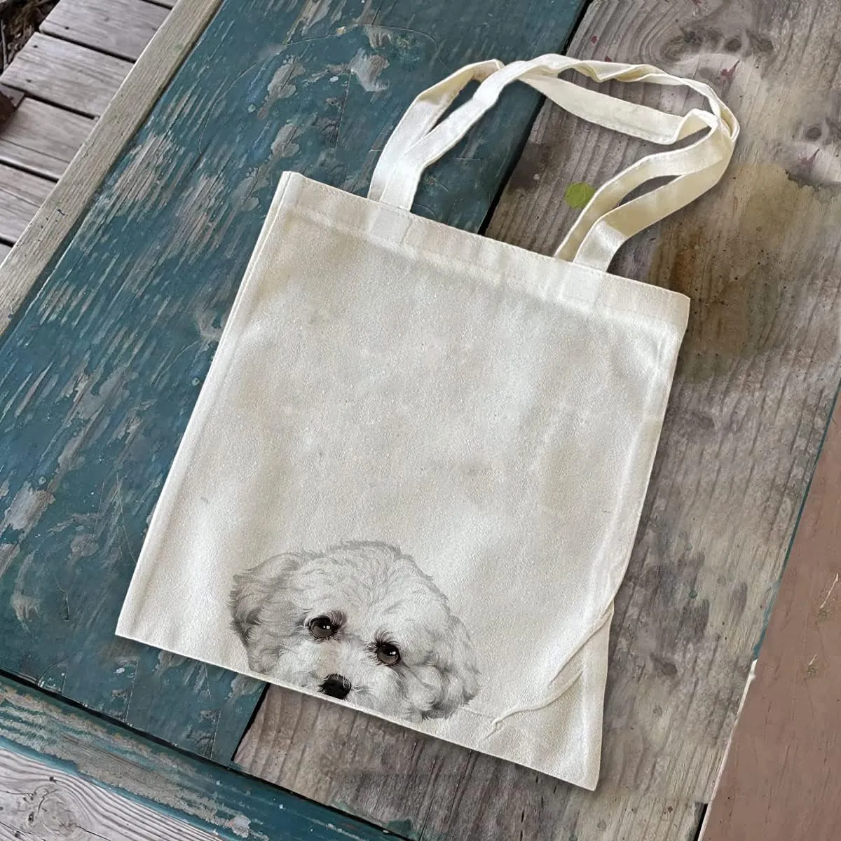 WIRESTER Canvas Tote Bag for Women & Girls - Beach, Grocery & Travel Tote - Cute Dog