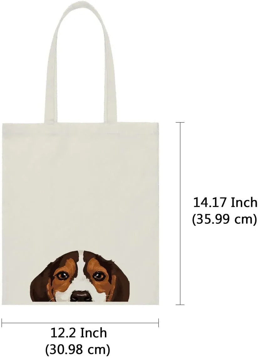 WIRESTER Canvas Tote Bag for Women & Girls - Beach, Grocery & Travel Tote - Cute Dog