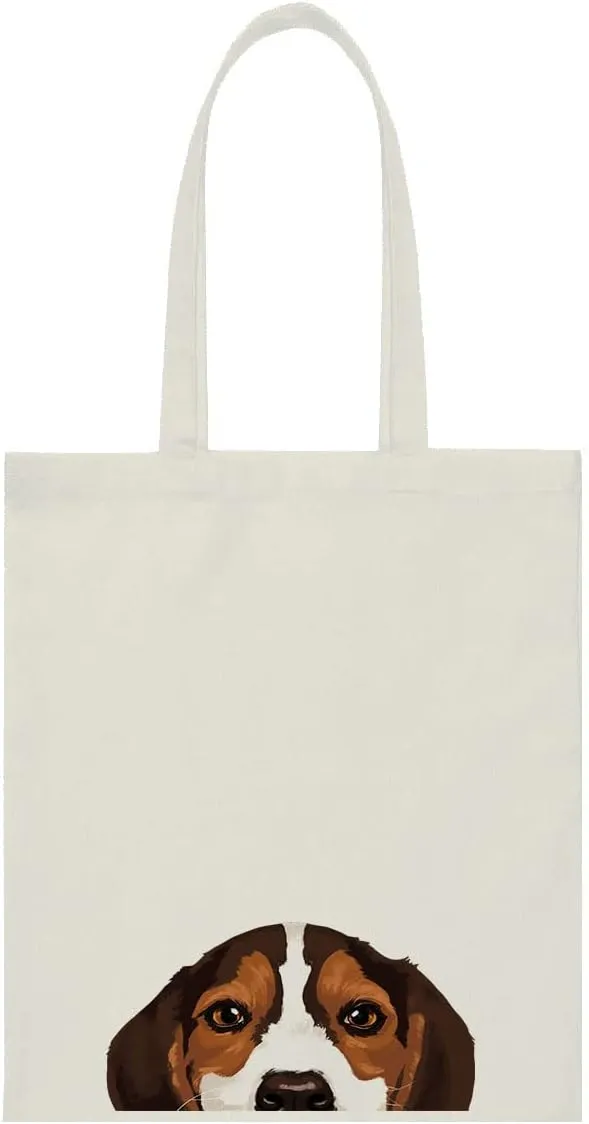 WIRESTER Canvas Tote Bag for Women & Girls - Beach, Grocery & Travel Tote - Cute Dog
