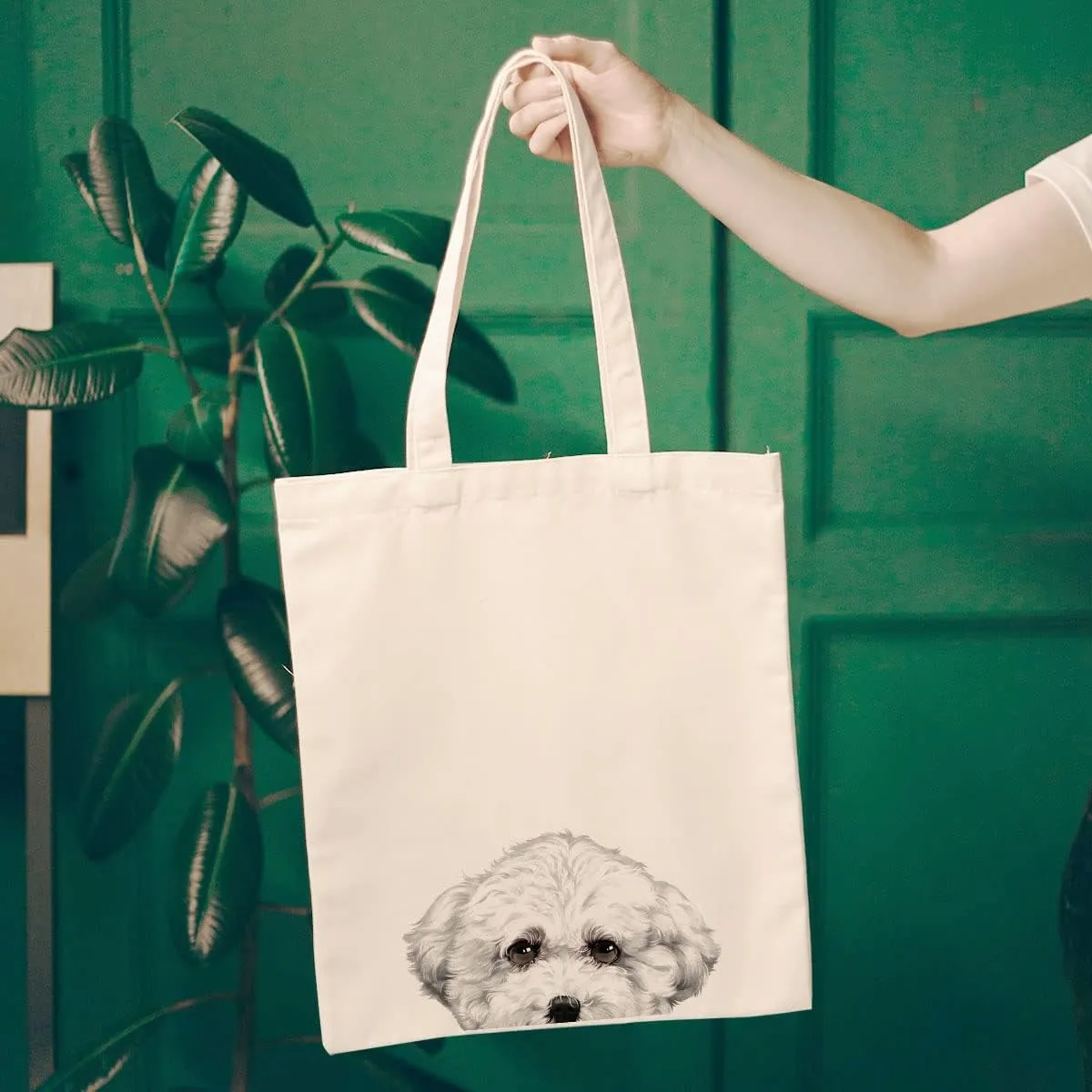 WIRESTER Canvas Tote Bag for Women & Girls - Beach, Grocery & Travel Tote - Cute Dog
