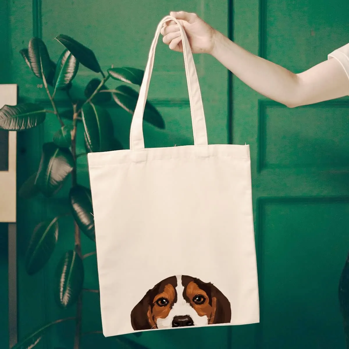 WIRESTER Canvas Tote Bag for Women & Girls - Beach, Grocery & Travel Tote - Cute Dog