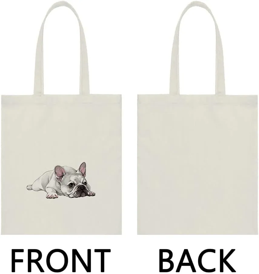 WIRESTER Reusable Canvas Tote Bag for Women Girls, Grocery Shopping Bag, Shoulder Bag, Travel Tote Bag, Dog Cat Animal