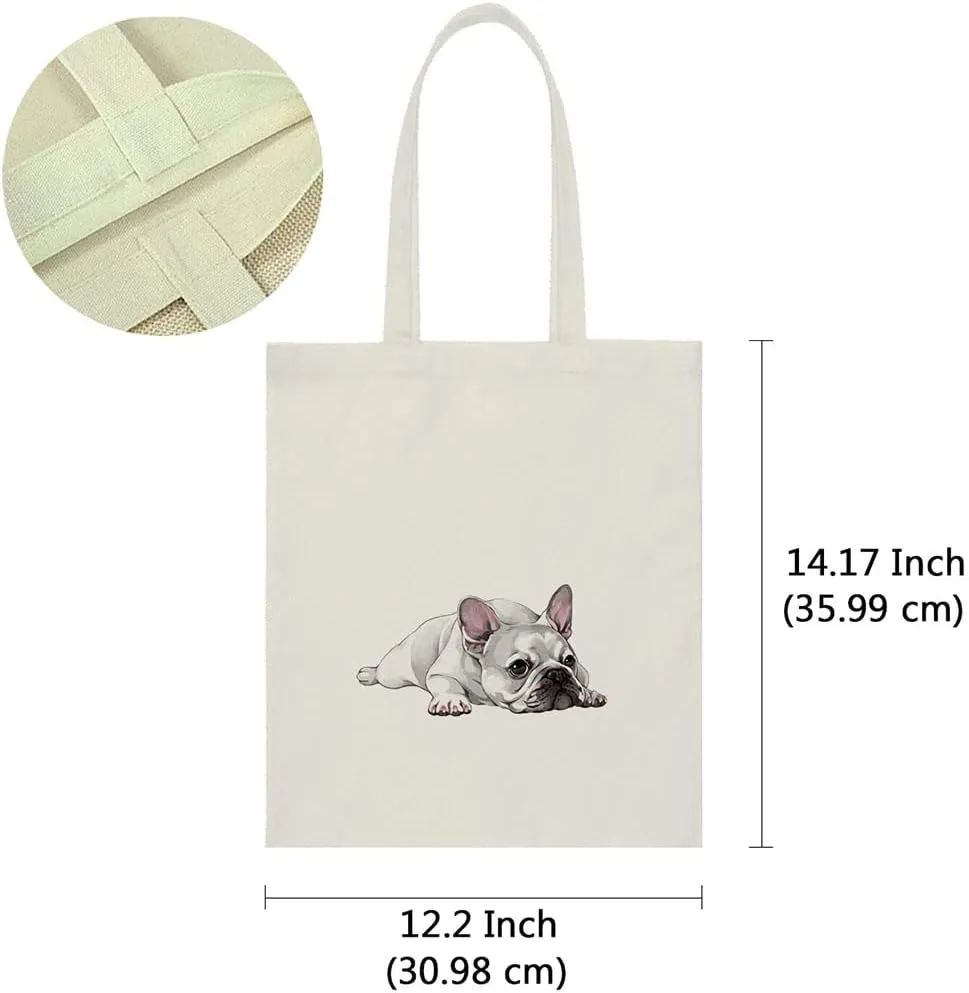 WIRESTER Reusable Canvas Tote Bag for Women Girls, Grocery Shopping Bag, Shoulder Bag, Travel Tote Bag, Dog Cat Animal