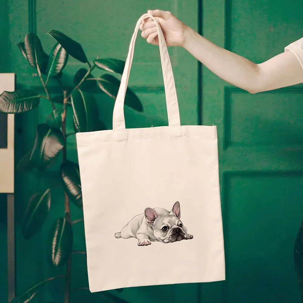 WIRESTER Reusable Canvas Tote Bag for Women Girls, Grocery Shopping Bag, Shoulder Bag, Travel Tote Bag, Dog Cat Animal