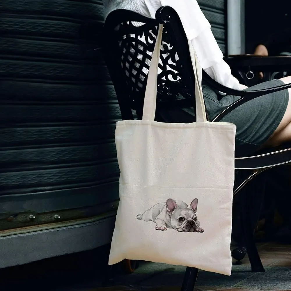 WIRESTER Reusable Canvas Tote Bag for Women Girls, Grocery Shopping Bag, Shoulder Bag, Travel Tote Bag, Dog Cat Animal