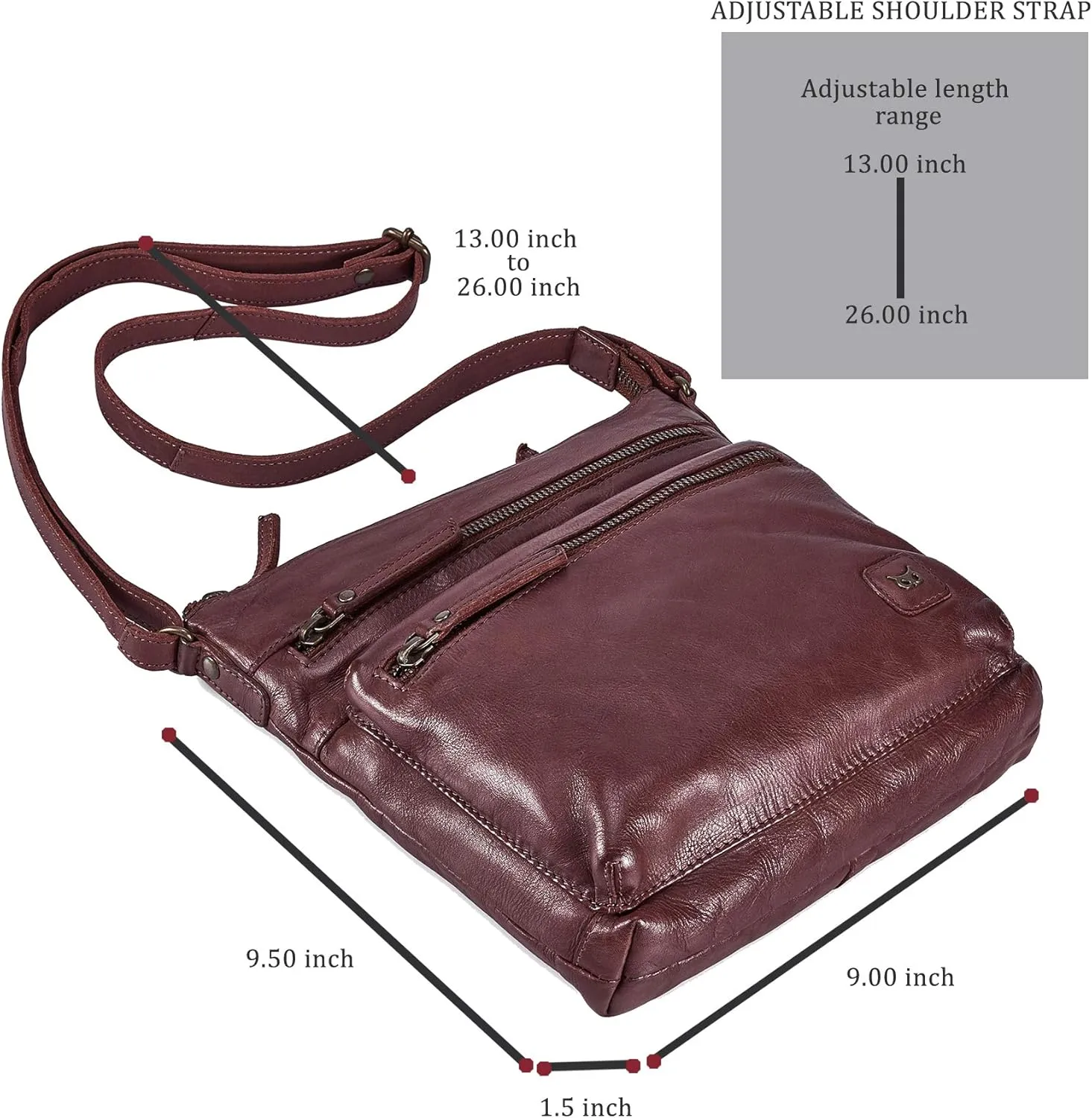 Wise Owl Accessories Small Crossbody Bags for Women Real Leather Purse Handbags Crossover Over the Shoulder Pocketbook