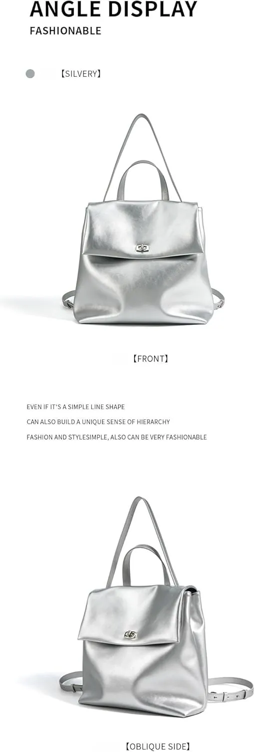 with Handle Large-Capacity Custom Genuine Leather Lady's Fashion Minimalist Niche Design Double Shoulder Bag