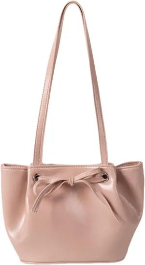 Women Bow-Adorned Large Capacity Underarm Bag, Fashion PU Leather Bucket Shoulder Bag, Minimalist Handbag