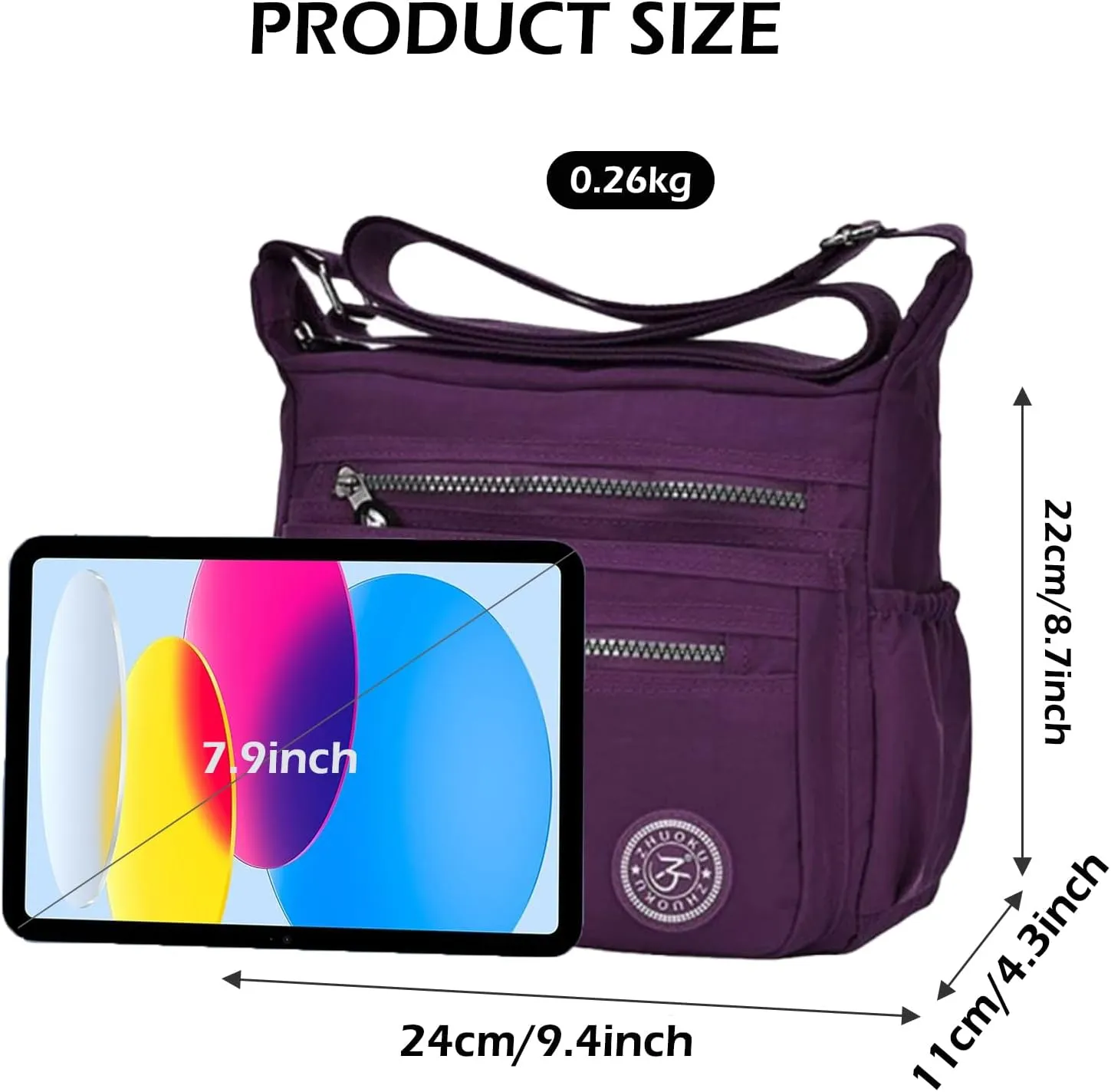 Women Crossbody Bag Multi Pocket Casual Messenger Bag Nylon Shoulder Handbag Waterproof Ladies Travel Purse