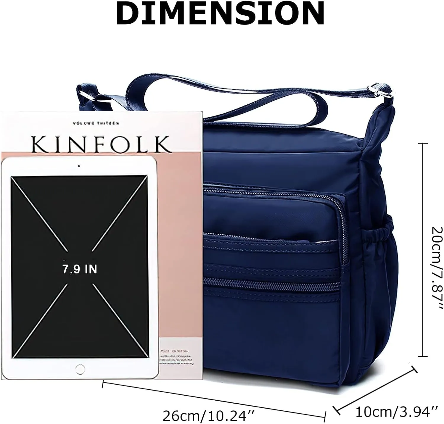 Women Crossbody bag Waterproof Nylon Shoulder Handbag Multi-Pocket Casual Messenger Bag Travel Satchel Purse