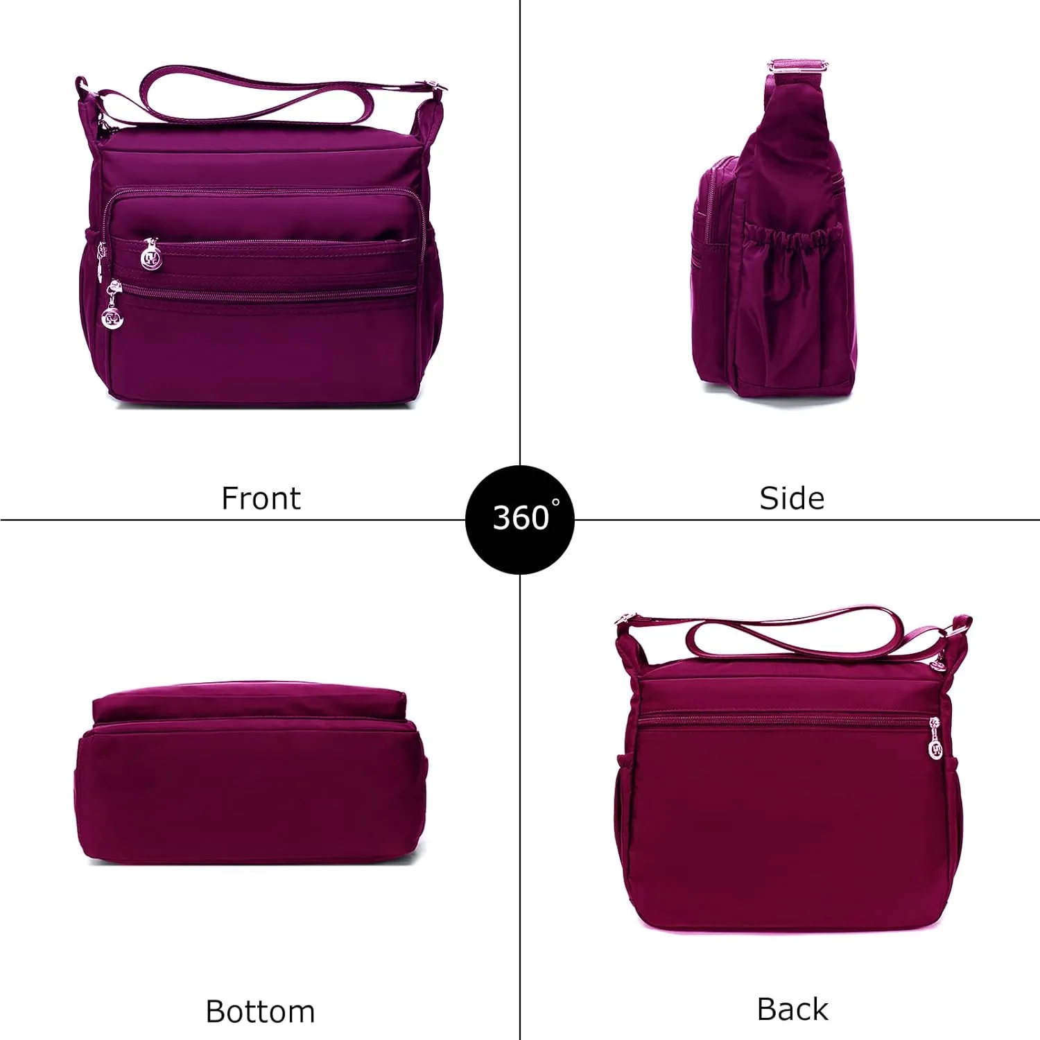 Women Crossbody bag Waterproof Nylon Shoulder Handbag Multi-Pocket Casual Messenger Bag Travel Satchel Purse