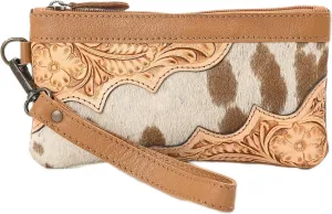 Women Hand tooled Natural Cowhide Leather hand Clutch | Hand Bag | Purse | Coin Pouch Bag valentines day gifts