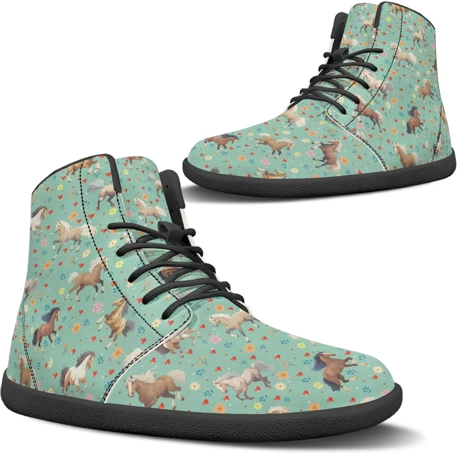 Women Men Running Shoes High Top Barefoot Sneakers Leather