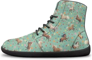 Women Men Running Shoes High Top Barefoot Sneakers Leather