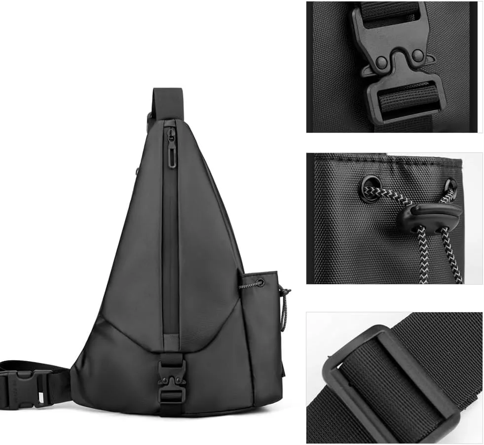 Women Mens Sling Shoulder Chest Bag Travel Hiking Daypack Nylon Water Resistant Triangle Crossbody Bags