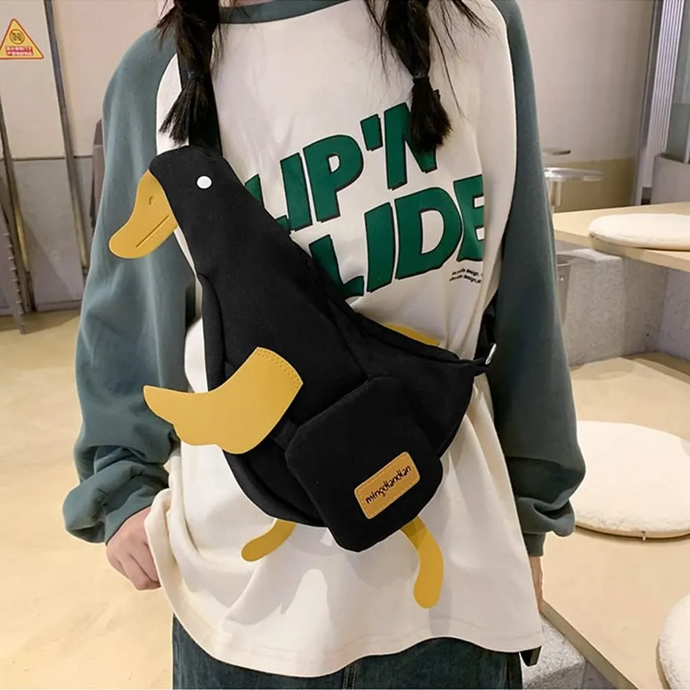 Women Nylon Shoulder Handbag Duck Purse Novelty Animal Shaped Crossbody Bag Chicken Chest bag