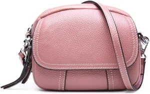 Women Retro Leather Satchel Bag Double Zipper Top Handle Mini Handbags Strap Shoulder Purse