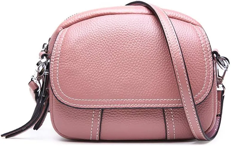 Women Retro Leather Satchel Bag Double Zipper Top Handle Mini Handbags Strap Shoulder Purse