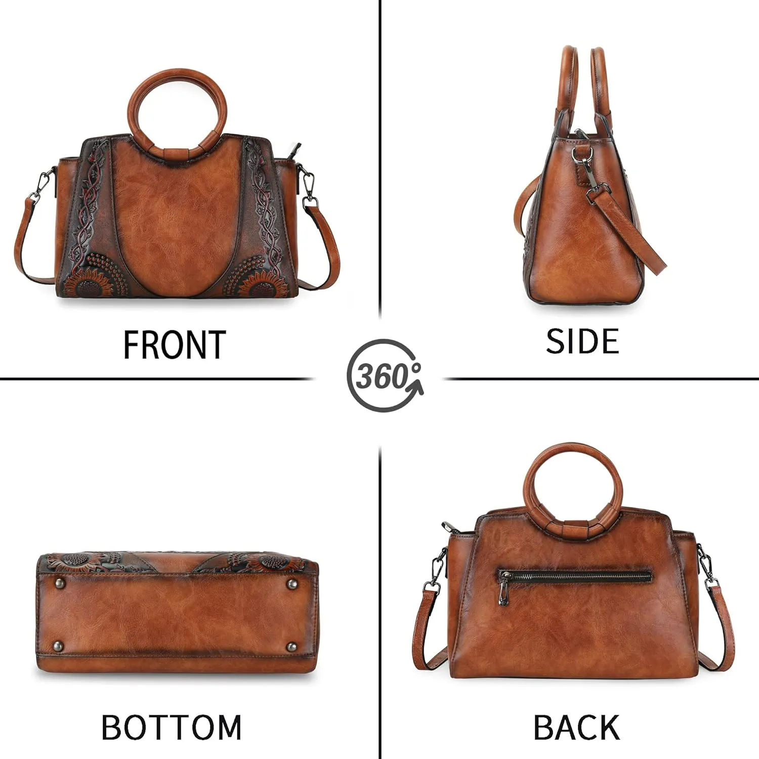 Women Satchel Handbags Crossbody Bag Top Handle Purse and Hanbags Leather Vintage Shoulder Bag Hobo Medium Size Tote