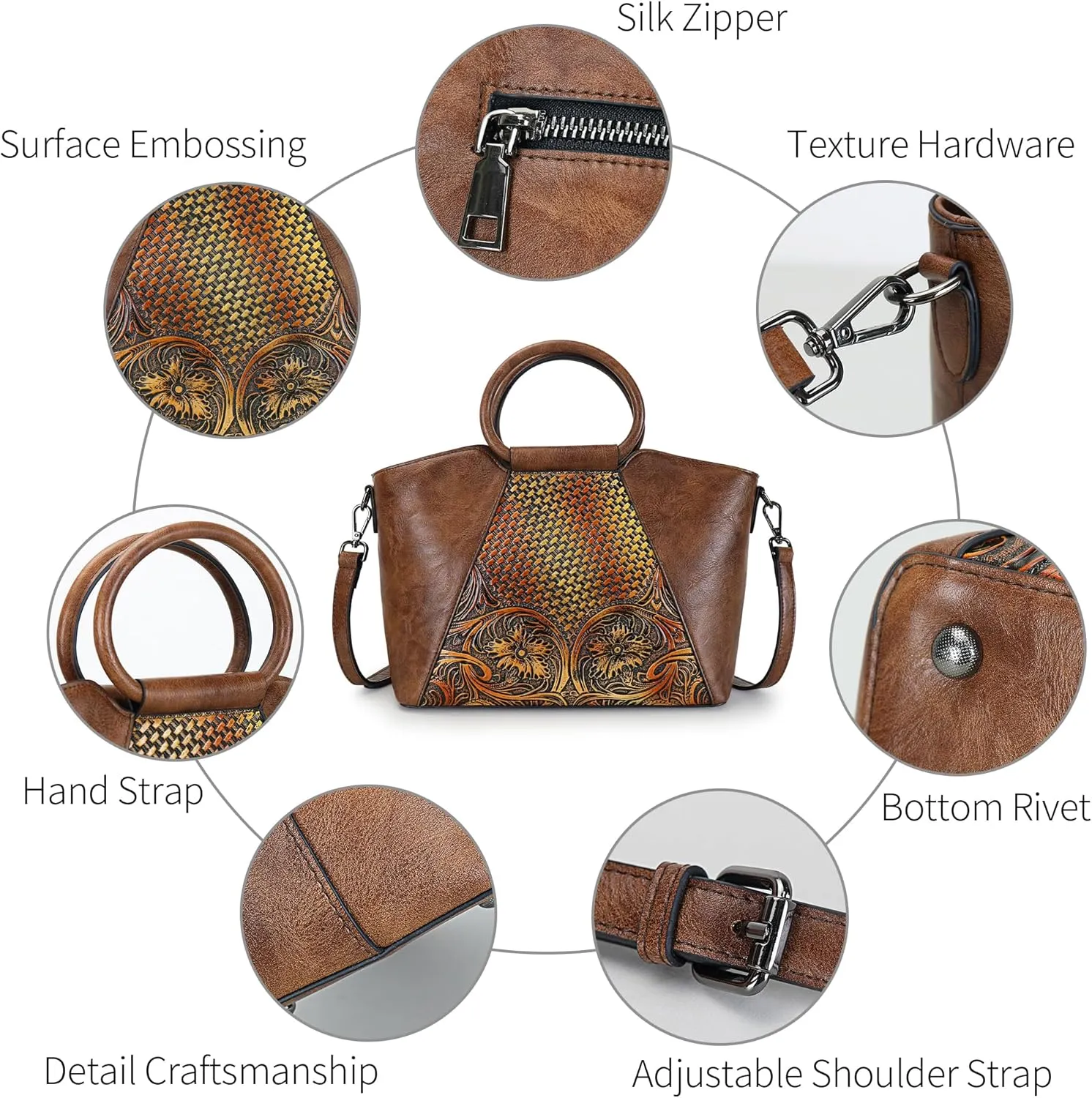 Women Satchel Handbags Crossbody Bag Top Handle Purse Medium Tote Bag Leather Shoulder Bag