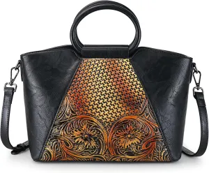 Women Satchel Handbags Crossbody Bag Top Handle Purse Medium Tote Bag Leather Shoulder Bag